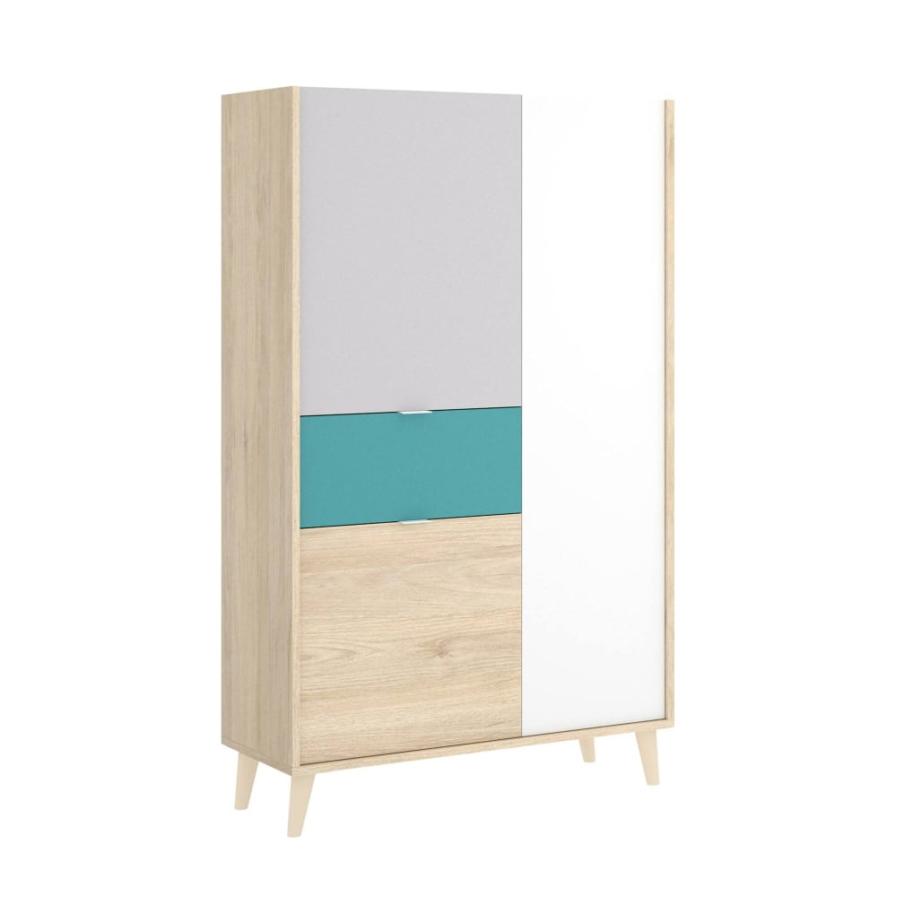 Buffet effet bois beige, blanc 81x43 cm