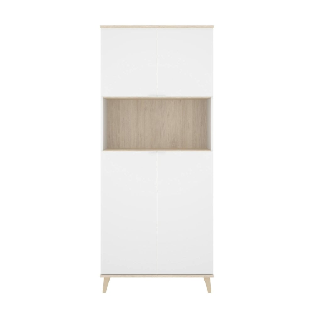 Buffet effet bois beige, blanc 80x40 cm