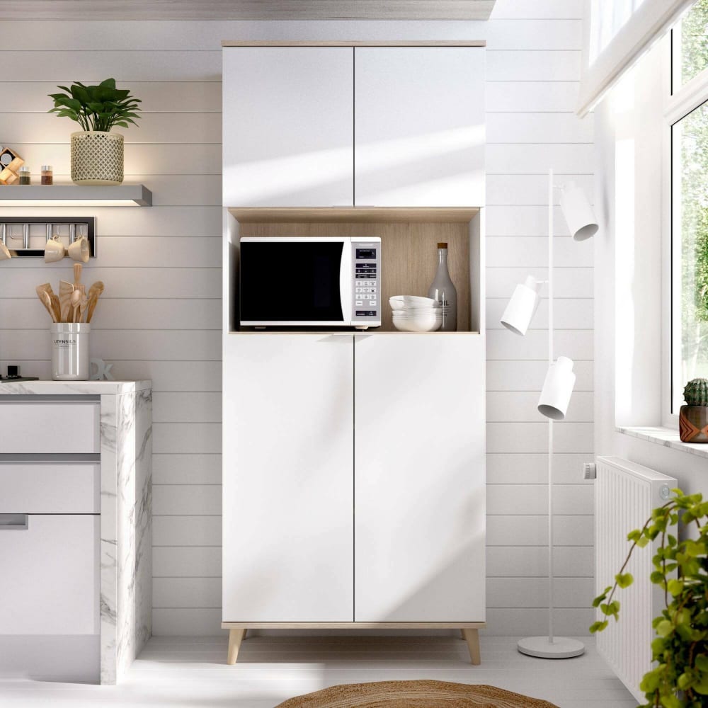 Buffet effet bois beige, blanc 80x40 cm - Maisons du Monde