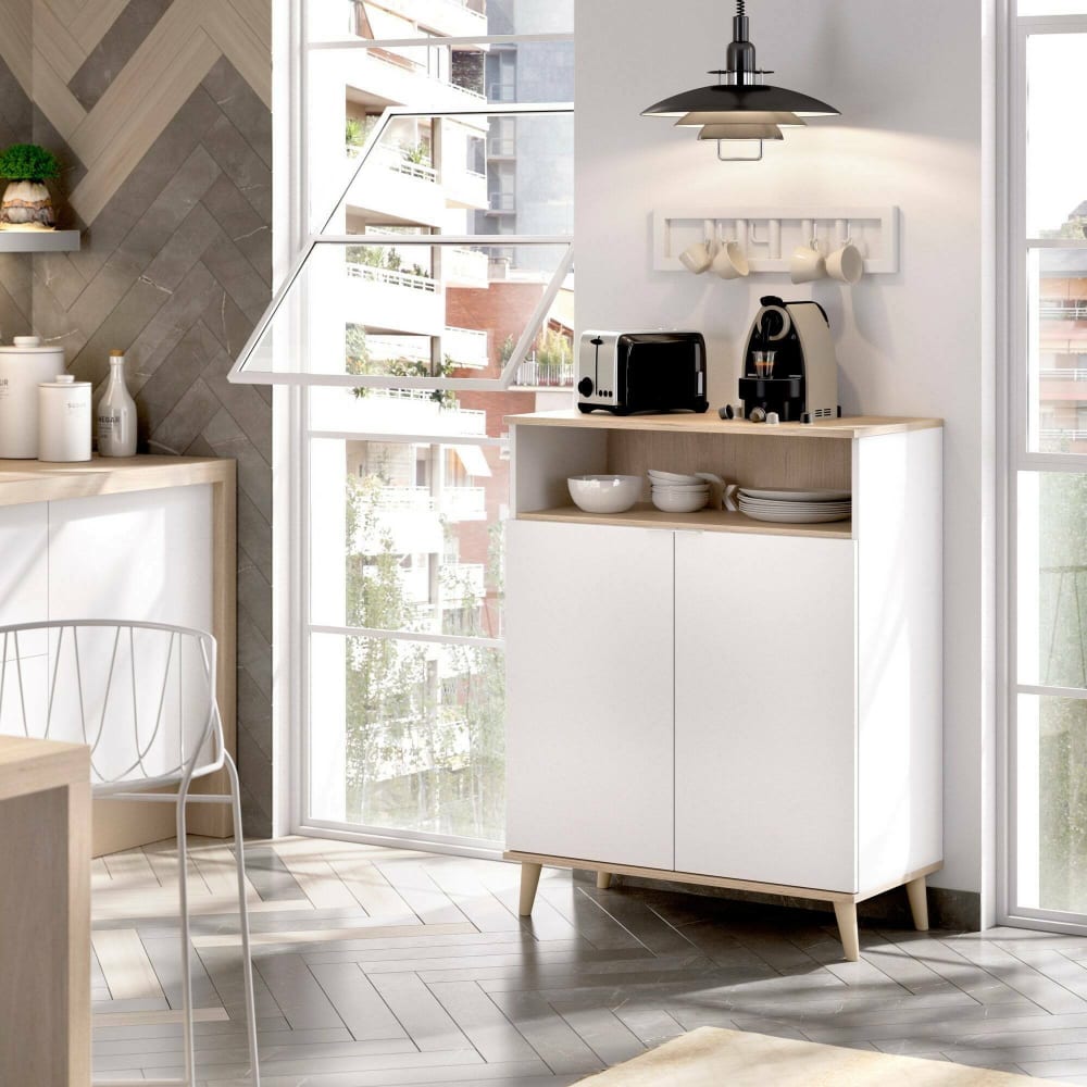 Buffet effet bois beige, blanc 80x40 cm - Maisons du Monde