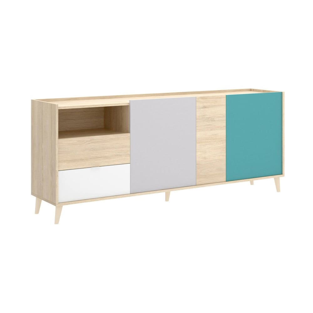 Buffet effet bois beige, gris 180x43 cm