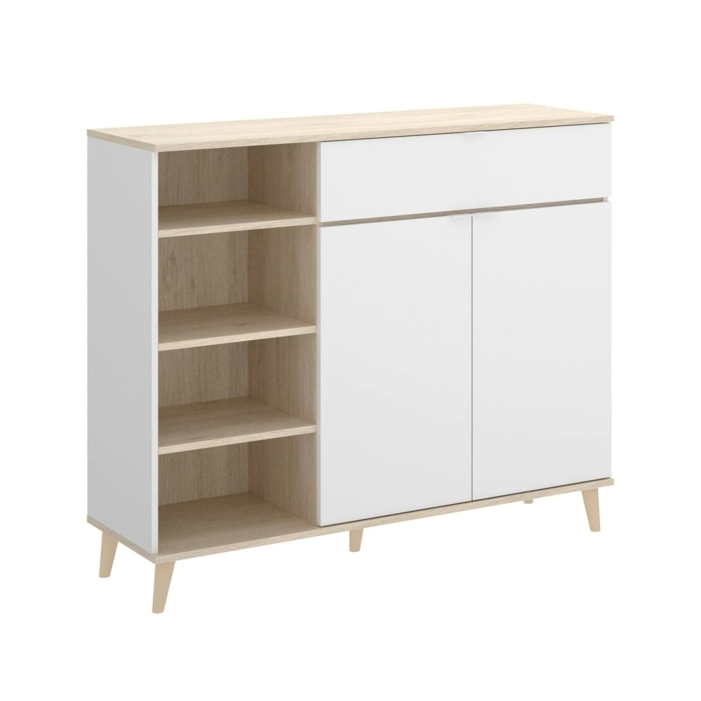 Buffet effet bois beige, blanc 120x40 cm