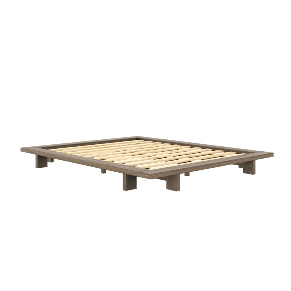 Lit futon japan en pin massif foncé, avec sommier 180x200