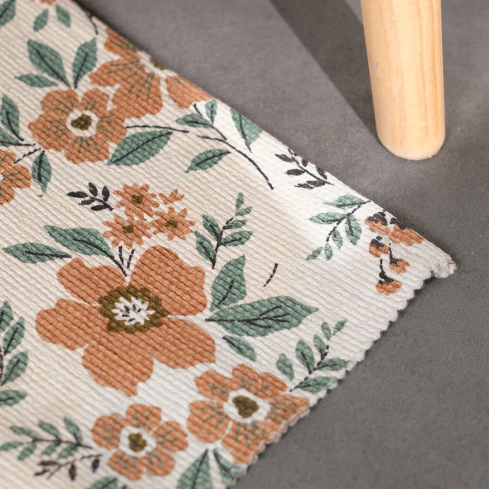 Tapis imprimé floral coton 120x60 cm rose - Maisons du Monde