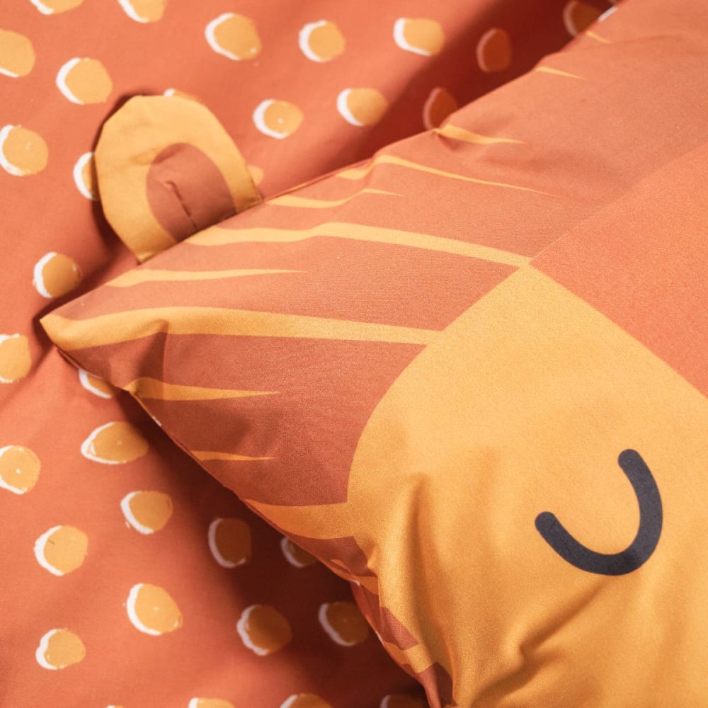 Parure de lit enfant imprimé animalier 140x200 cm orange - Maisons du Monde
