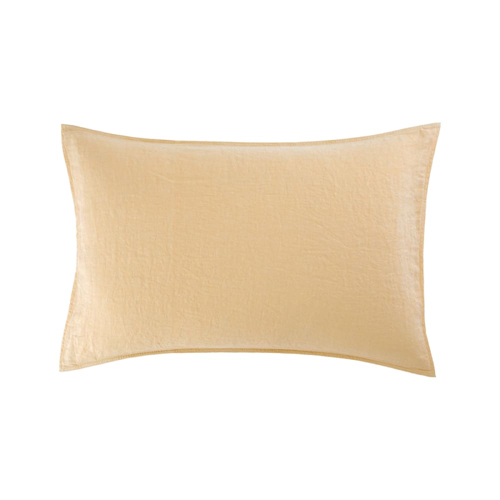 Taie d'oreiller en lin lavé beige 50 x 75 cm
