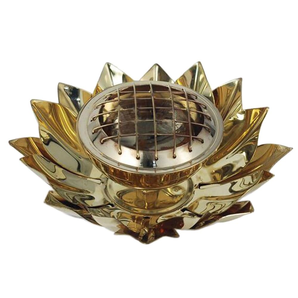 STOF Porte encens à charbon Lotus en laiton Dim : 14 x 14 cm En laiton
