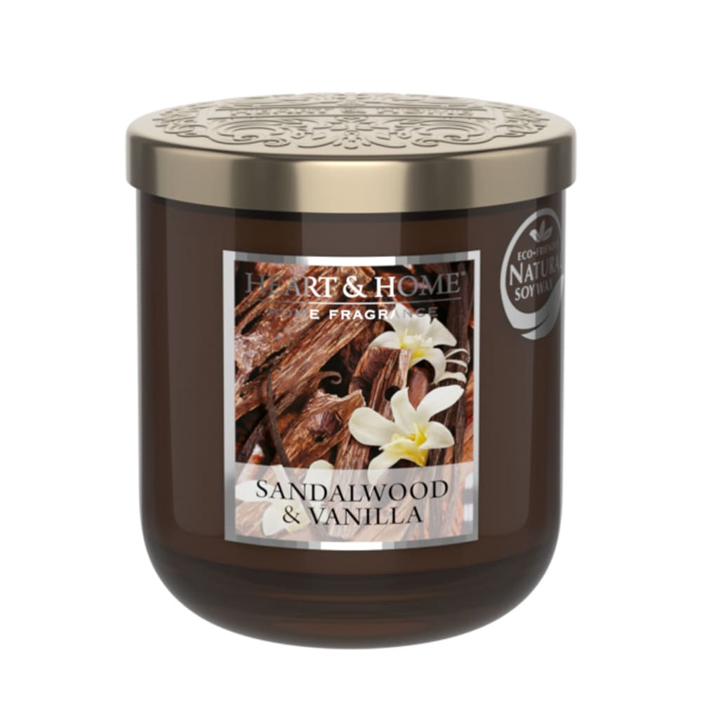Heart and home Bougie vanille bois de santal 30 heures style campagne Marron Verre