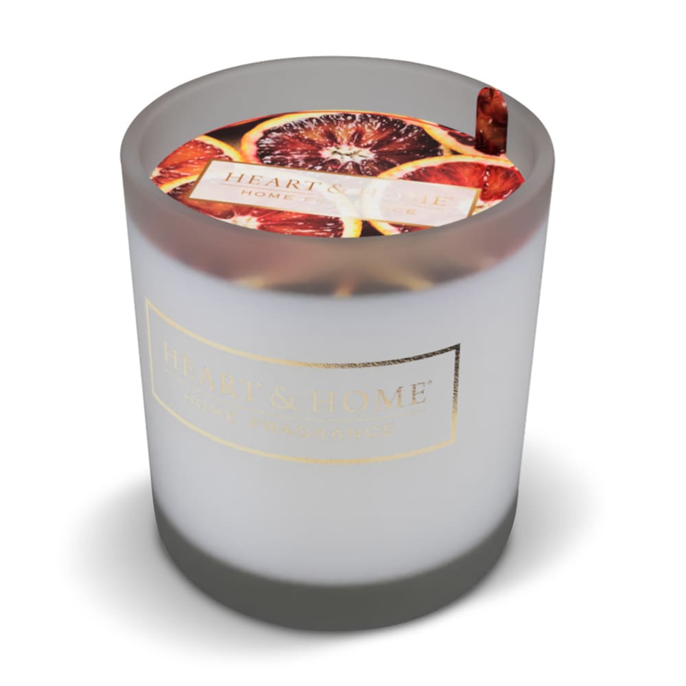 Heart and home Petite bougie à la cire de soja orange sanguine Blanc