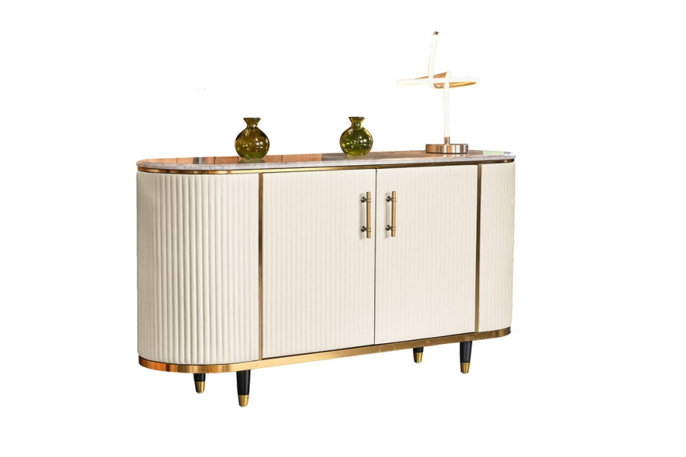 KAWOLA Sideboard mit Marmorplatte, weiß - Marmor