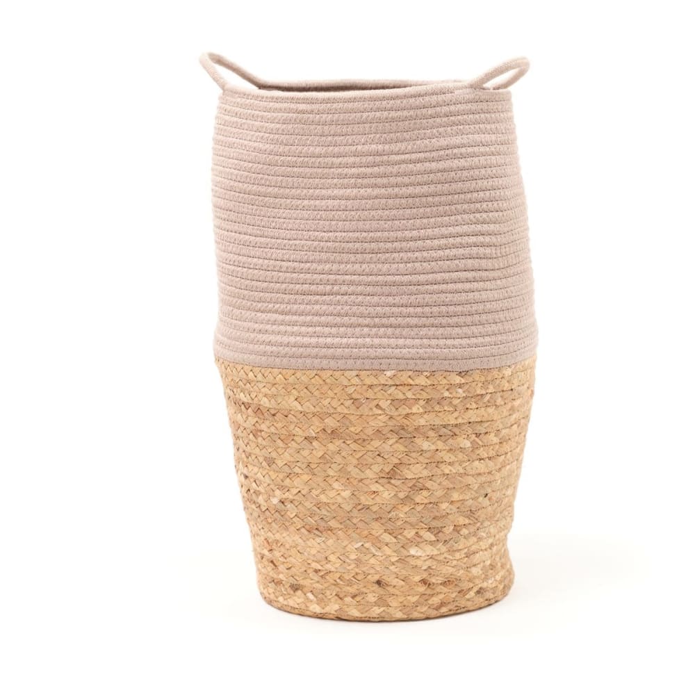 Panier long tressé coton uni 30x50 cm Beige