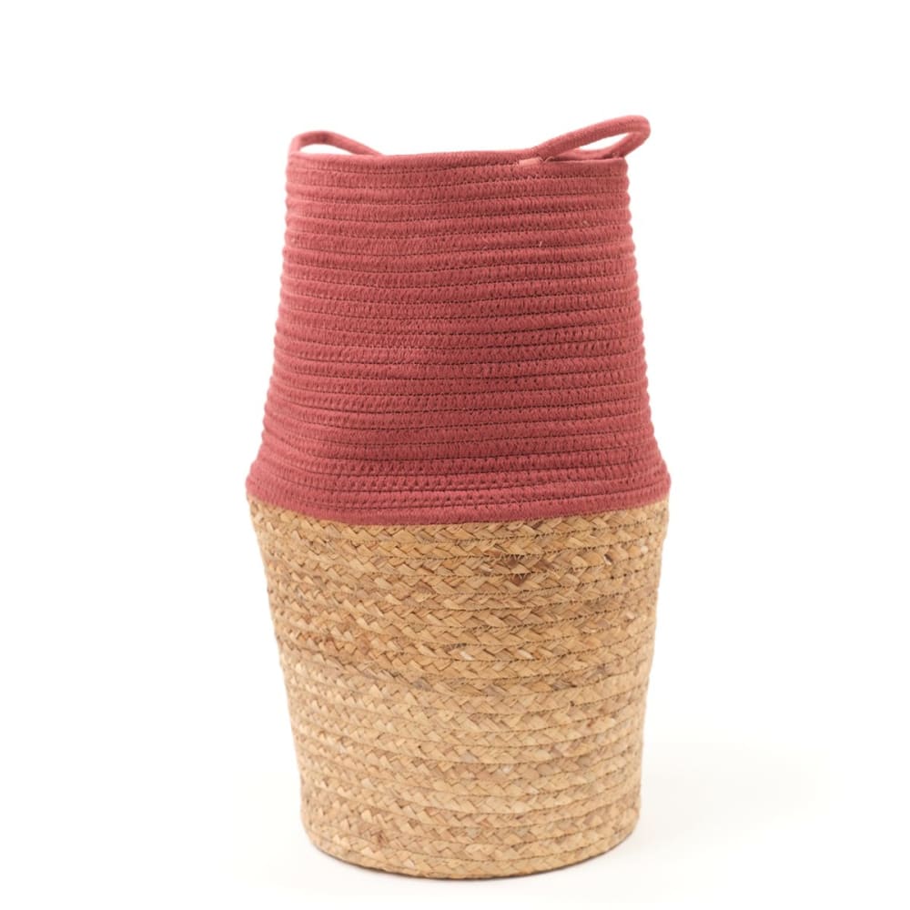 Factory Panier long tressé coton uni 30x50 cm rouge brique style classique chic - Tissu