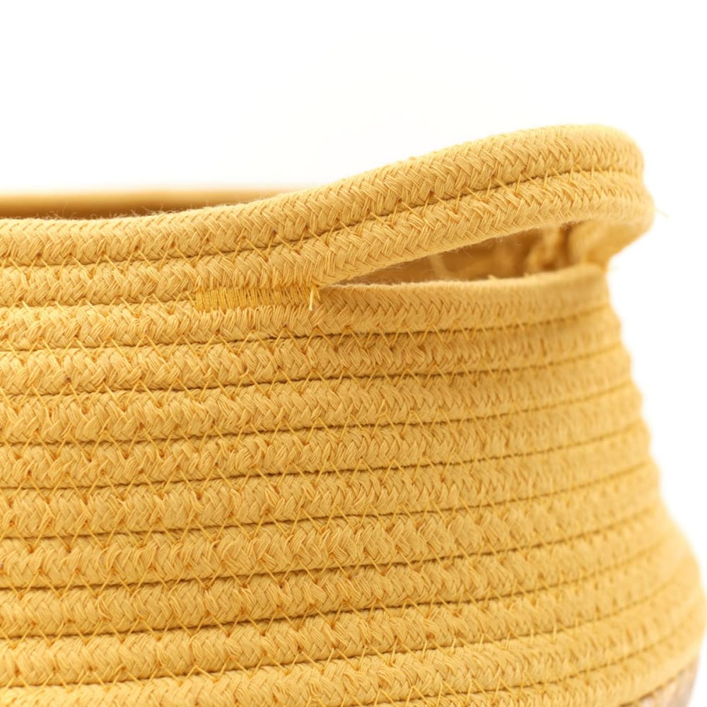 Panier rond tressé coton uni 27x23 cm jaune - Maisons du Monde