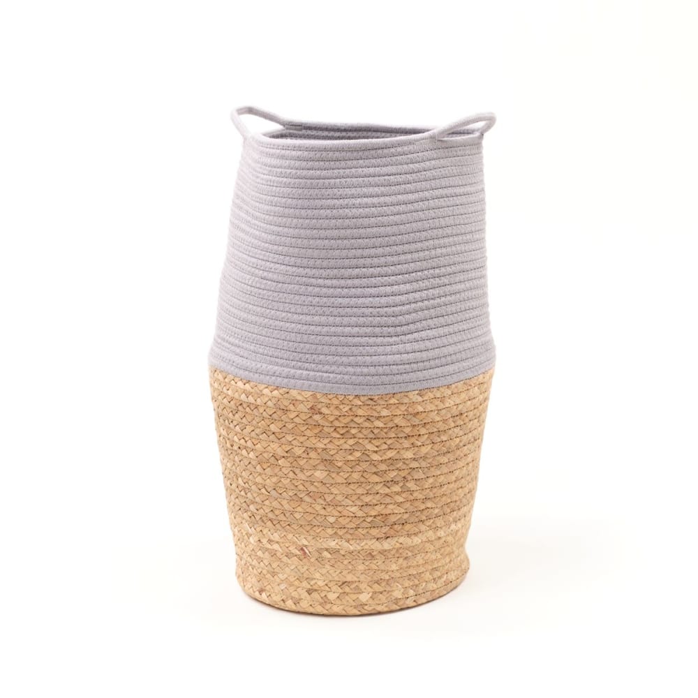 Factory Panier long tressé coton uni 30x50 cm gris clair style classique chic - Tissu