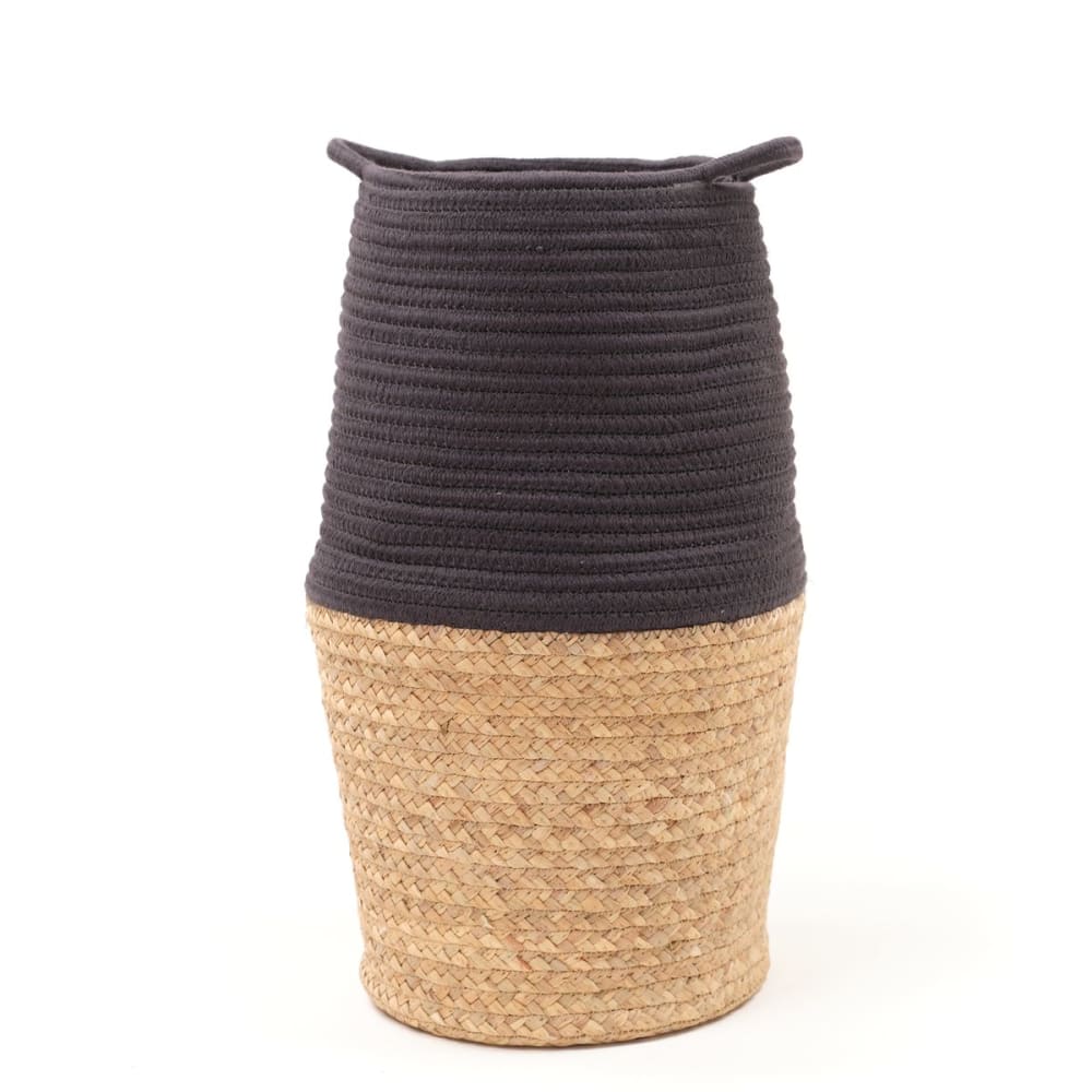 Factory Panier long tressé coton uni 30x50 cm gris anthracite style classique chic - Tissu