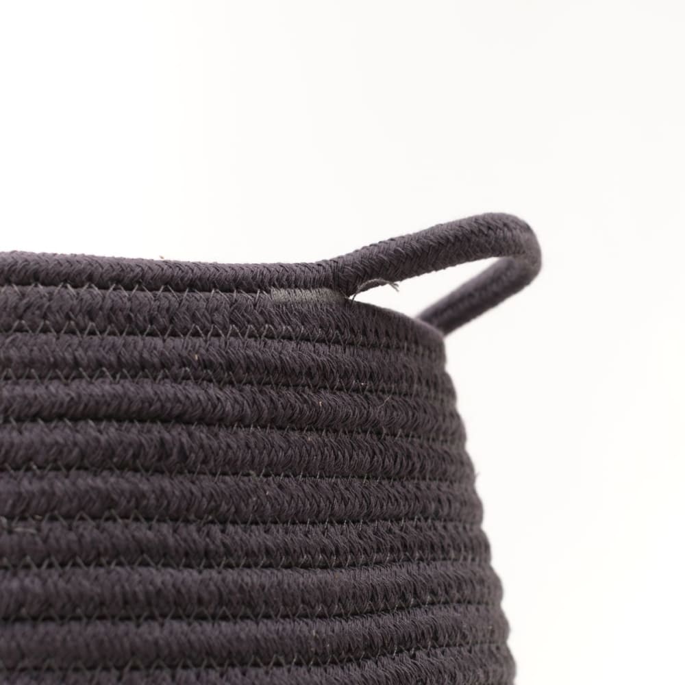 Panier long tressé coton uni  30x50 cm gris anthracite