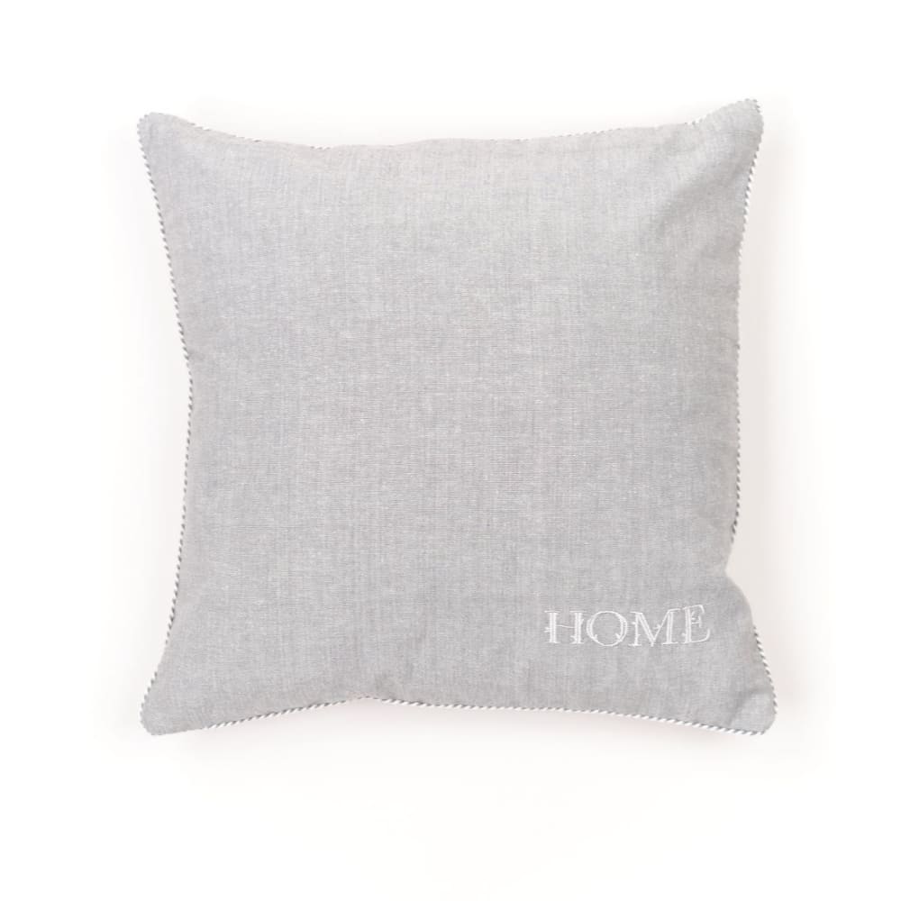 Coussin déhoussable avec broderie coton uni  40x40 cm Gris