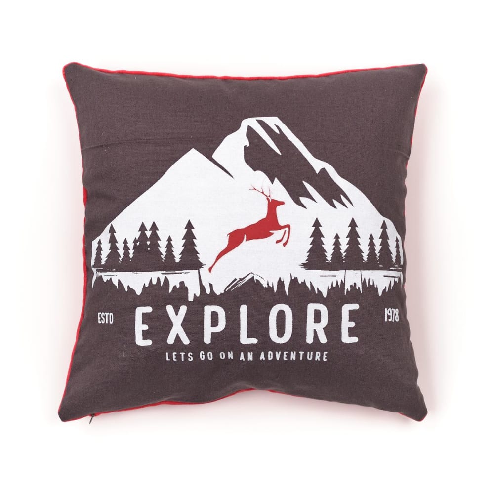 Coussin imprimé coton 40x40 cm gris anthracite