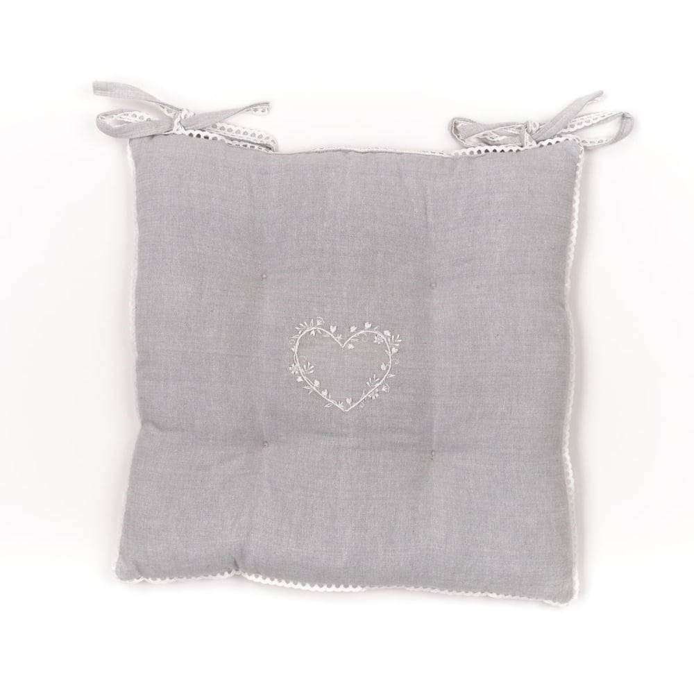 Galette de chaise coton Uni  40x40 cm Gris clair