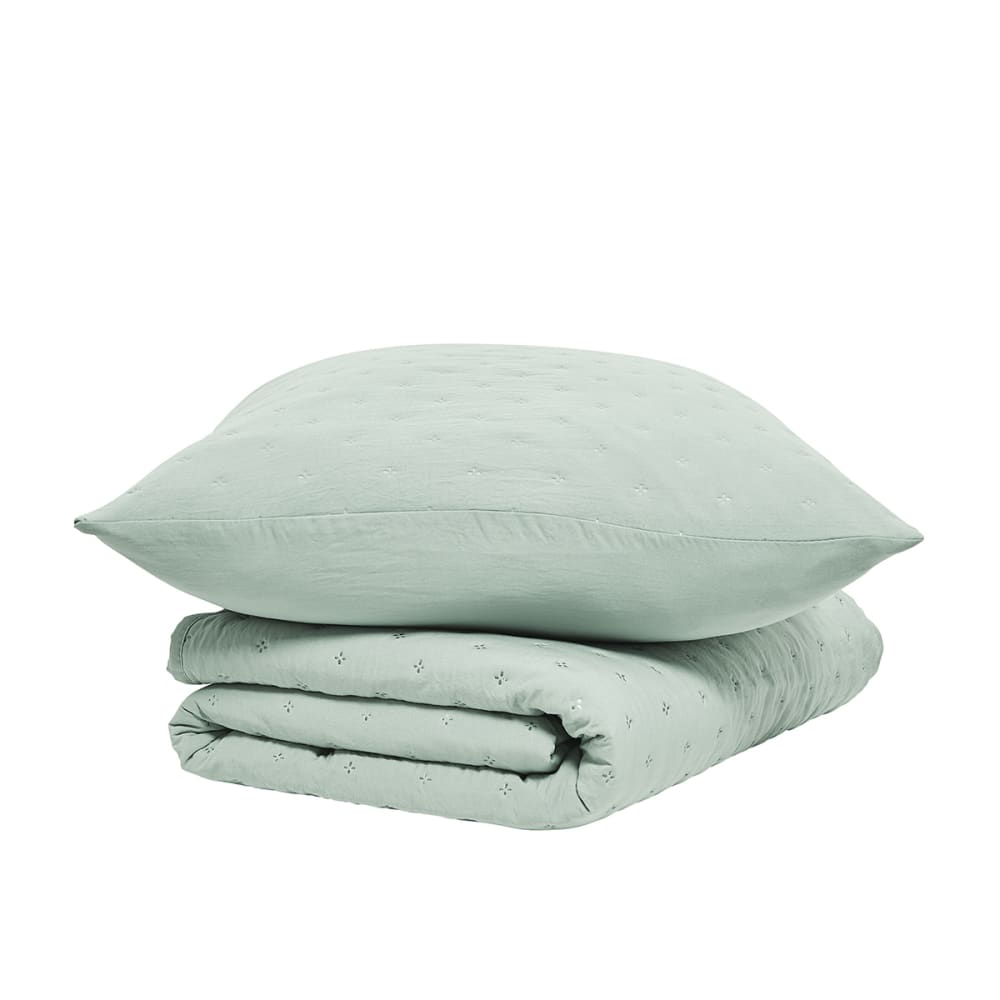 Couvre lit boutis  220x240 cm bleu céladon - Maisons du Monde