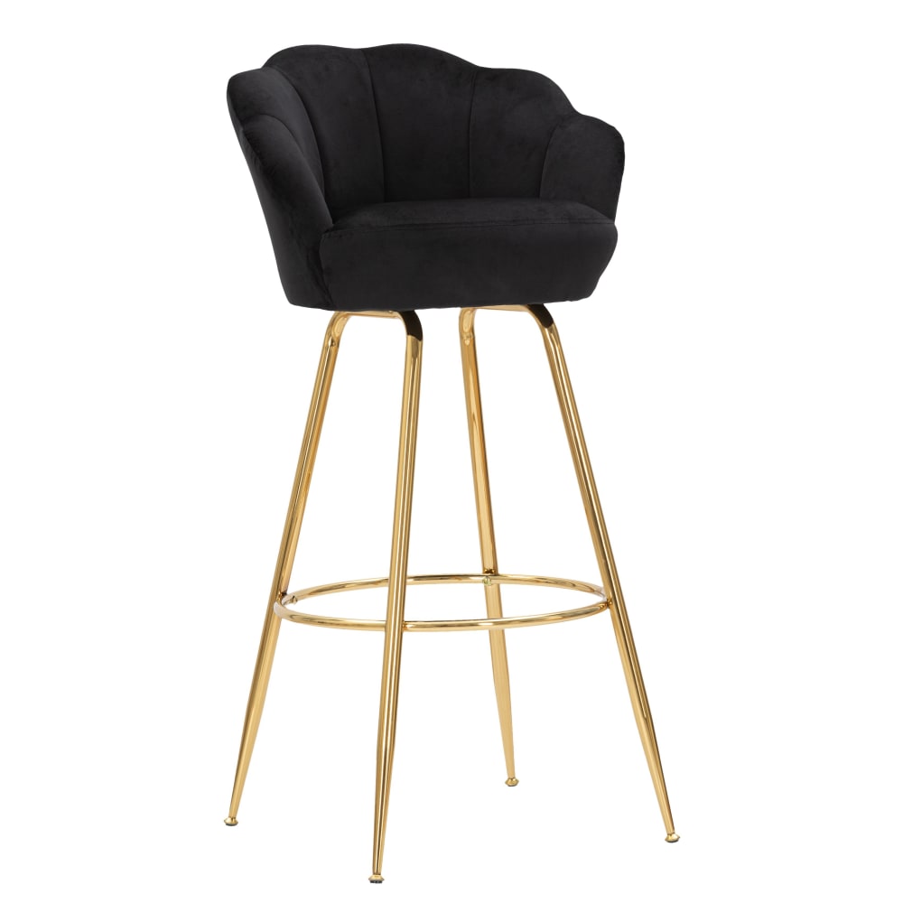 Tabouret de bar avec dossier en tissu noir 55x53x110 cm