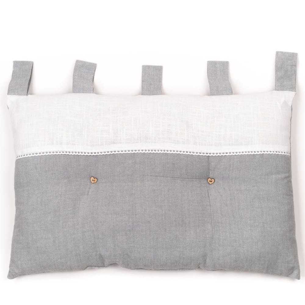 Tête de lit coussin coton uni  45x70 cm Gris