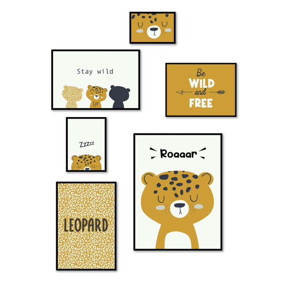 Lot 6 de cadres photos animalier bois 30x40 noir - Maisons du Monde