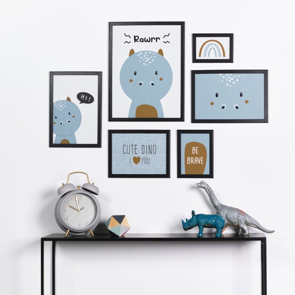 Lot 6 de cadres photos animalier bois  30x40 Noir