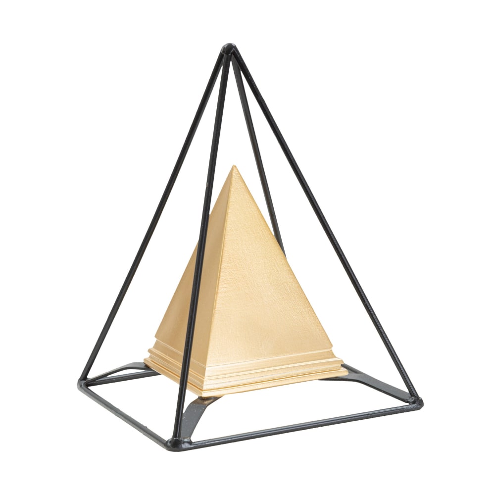 Pyramide en métal doré avec structure noire 15x15x21 cm — Beyit