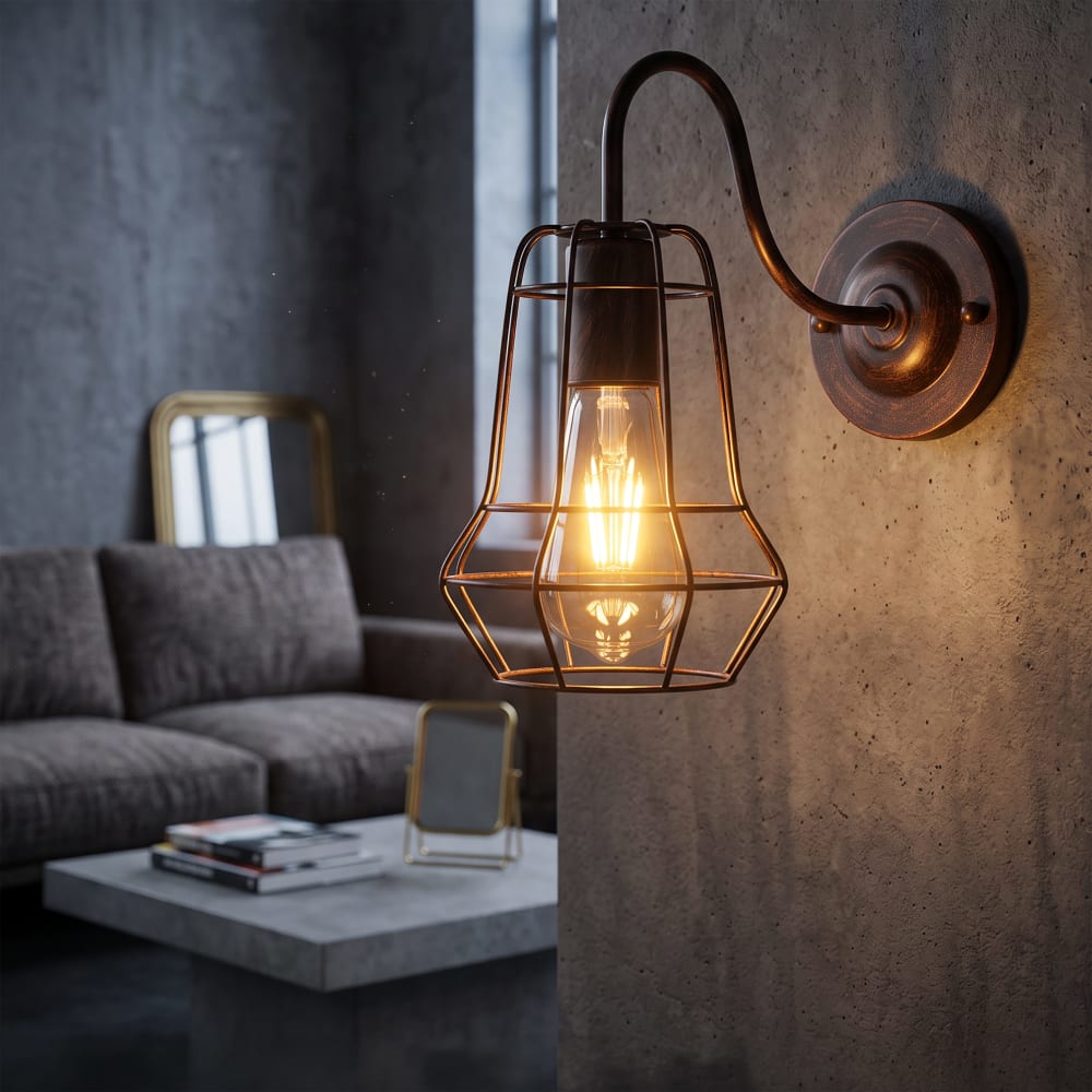Mauro Ferretti Braune Metallwandleuchte im Industriestil, 33 x 15 x 27,5 cm style industrial Braun Metall