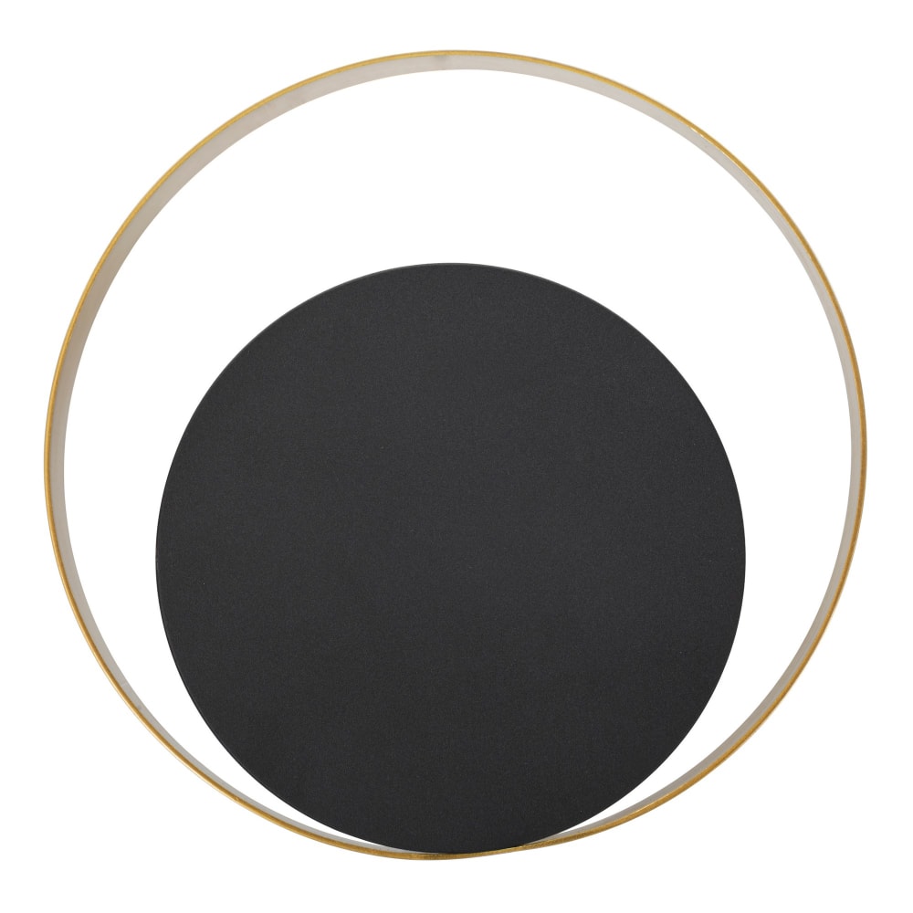 Applique murale en métal noir avec cercle doré, 25x8x25 cm