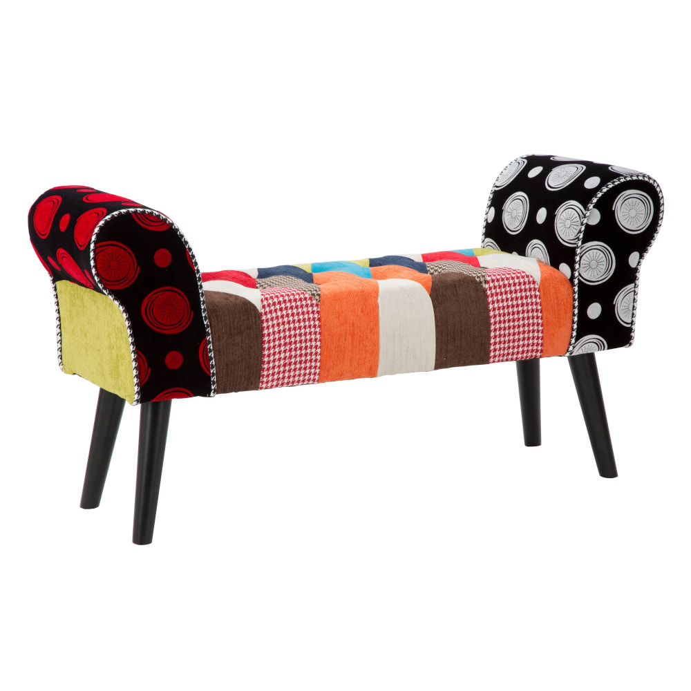 Banc en bois et tissu - patchwork