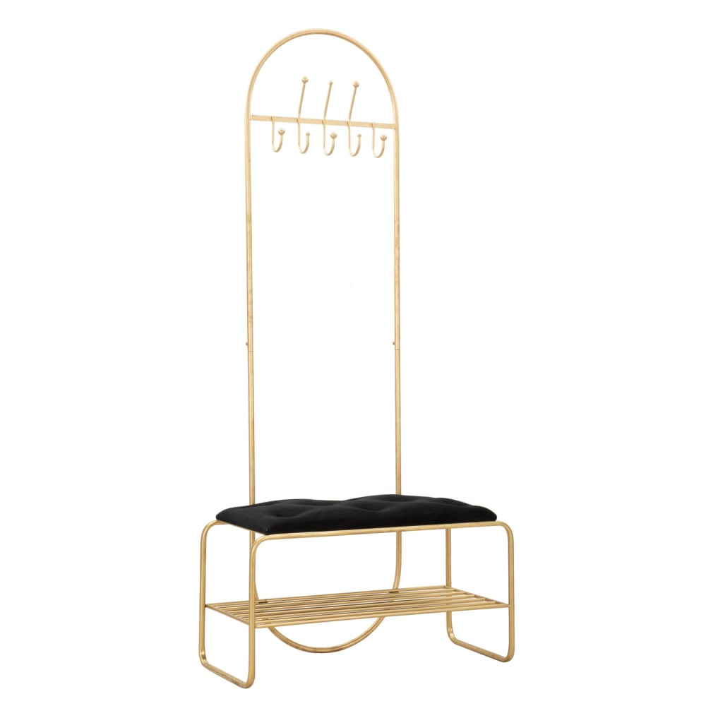 Banc avec portemanteau noir et dorée, cm 80×38,5×180