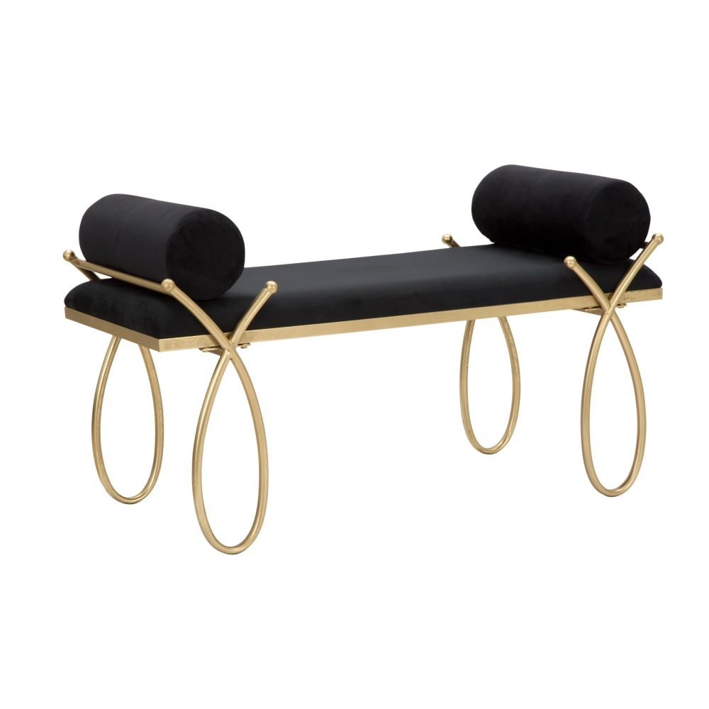 Banc noir avec structure en métal doré cm 112,5x49x53 Banc noir avec structure en métal doré cm 112,5x49x53