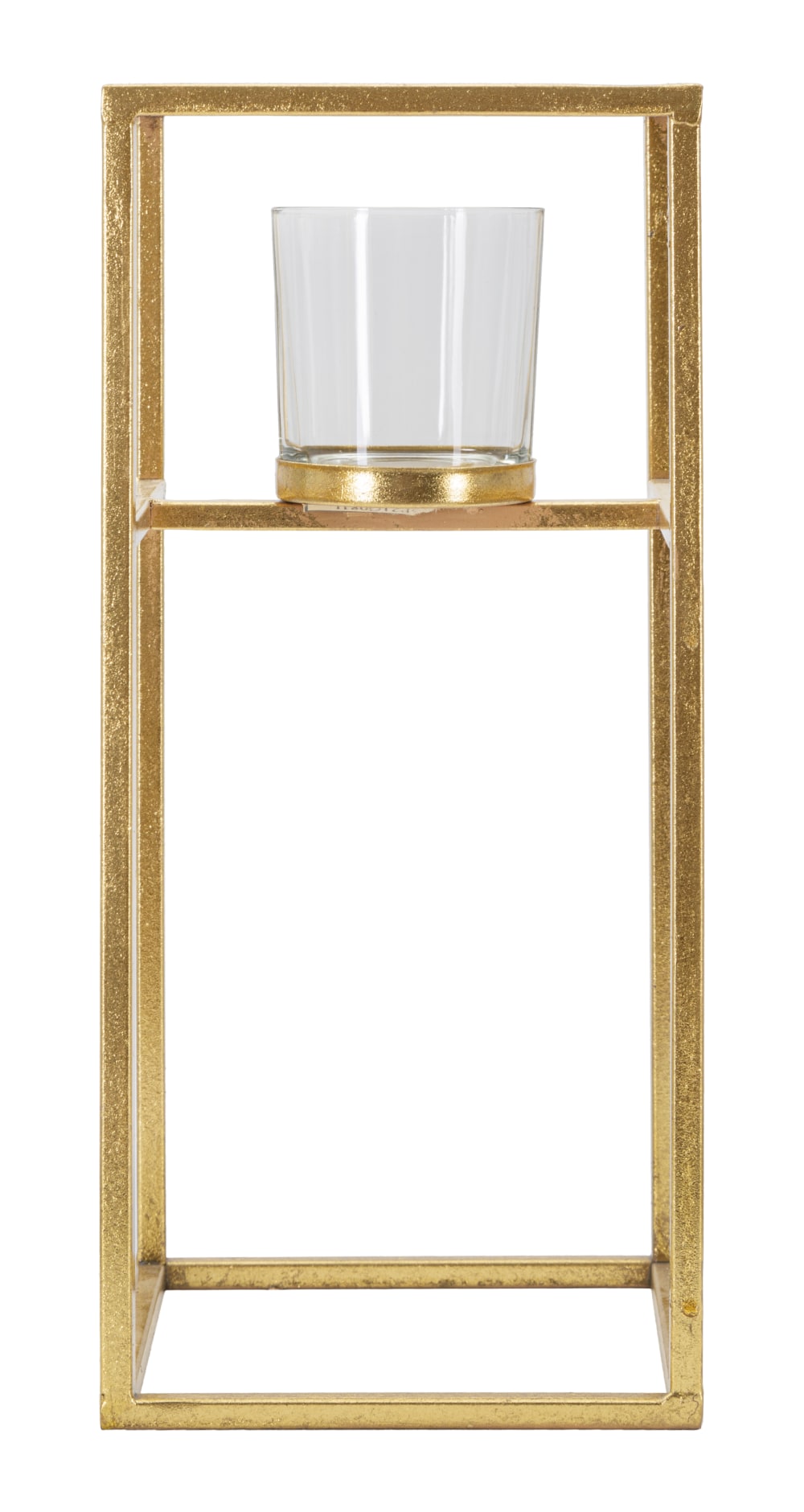 Bougeoir en métal doré avec verre 15x15x35 cm — vue 4