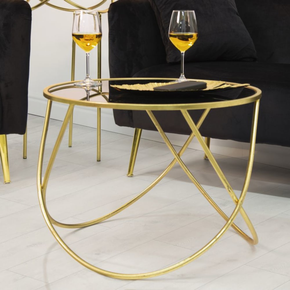 Mauro Ferretti RINGTISCH CM Ø 60X45 style classic chic Gold Metall