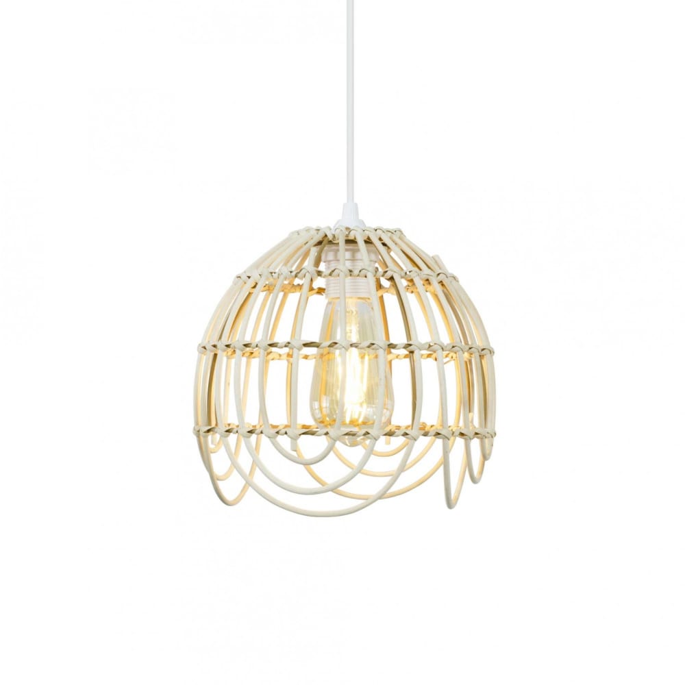Suspension fleur en rotin naturel