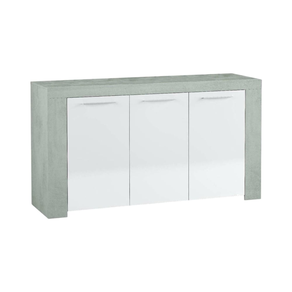 Buffet effet bois ciment, blanc 144x42 cm