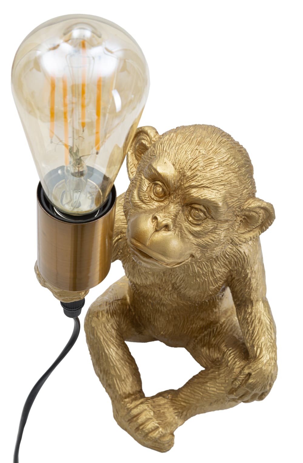 Lampe de table singe en résine dorée, 17x14,5x25 cm — vue 3