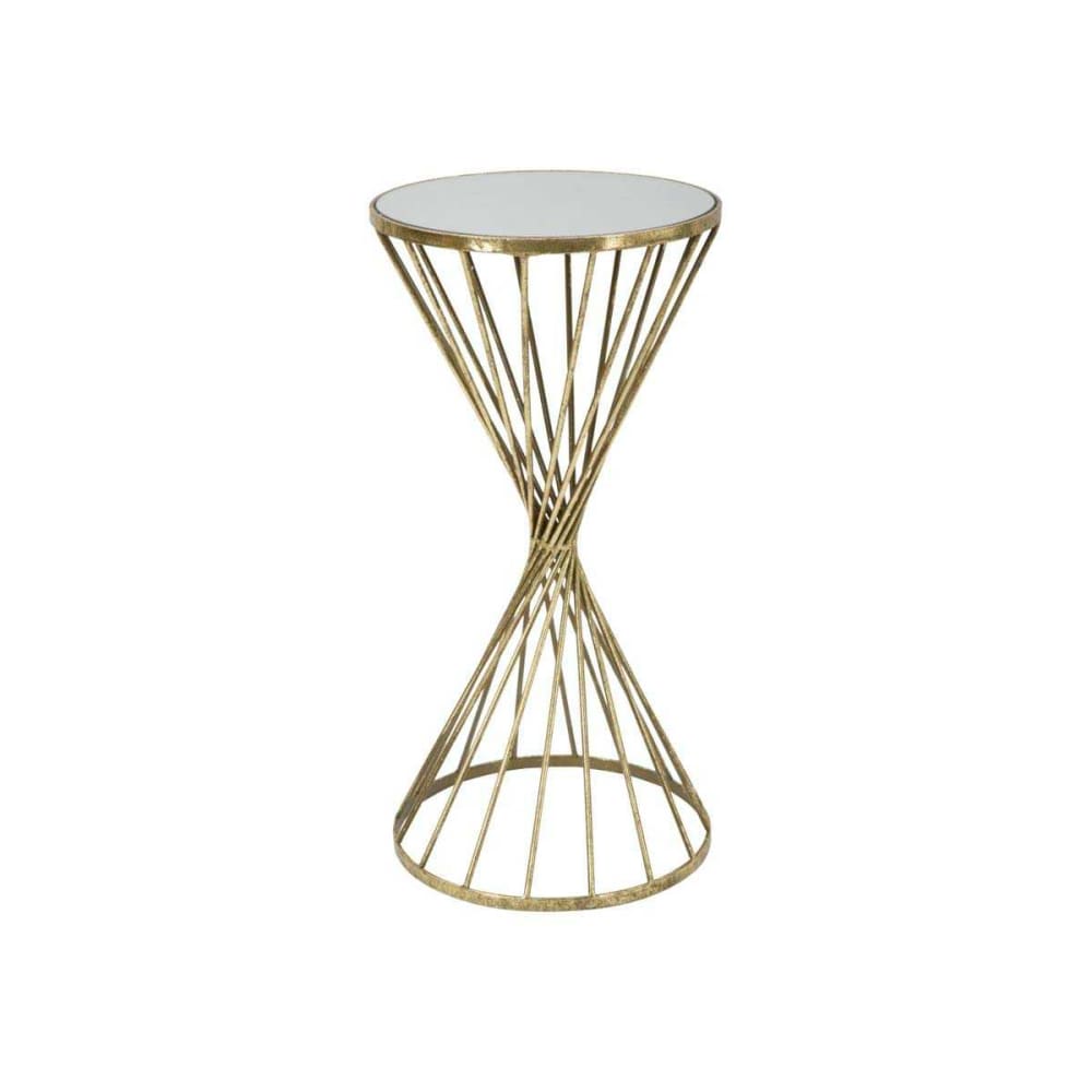 Table basse en métal doré avec plateau miroir Ø cm 35x70