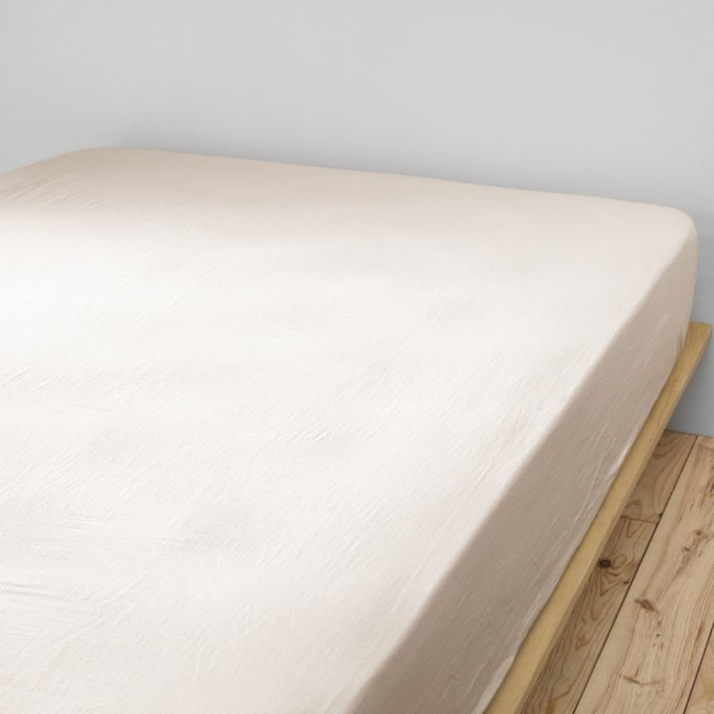 Drap housse en coton beige 180x200 cm - Maisons du Monde