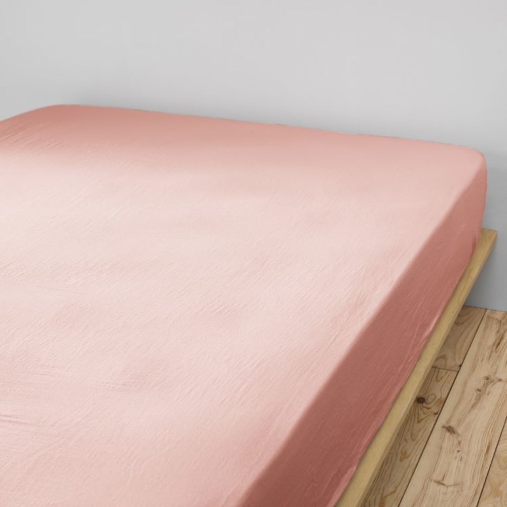 Drap housse en coton rose 90x190 cm — vue 3