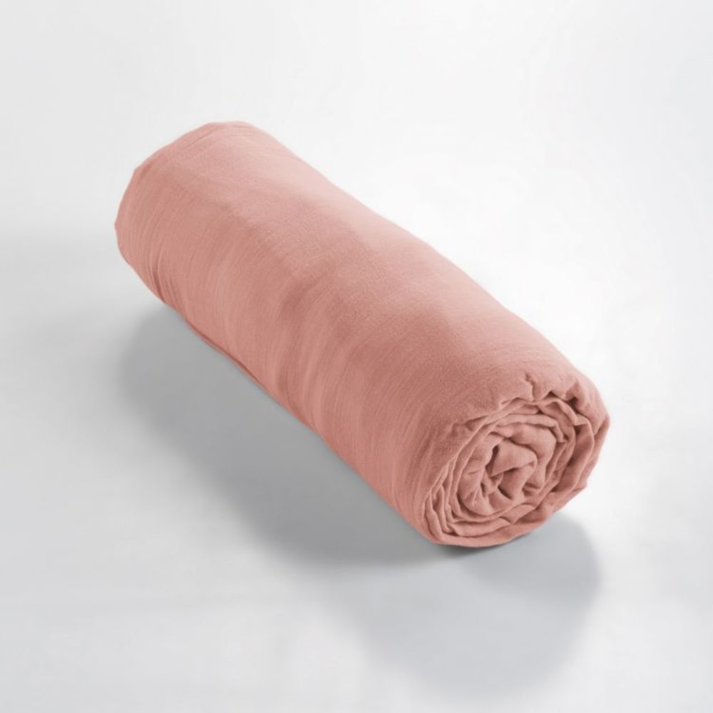 Drap housse en coton rose 90x190 cm — vue 4