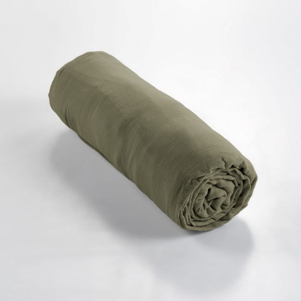 Drap housse en coton vert 160x200 cm — vue 4