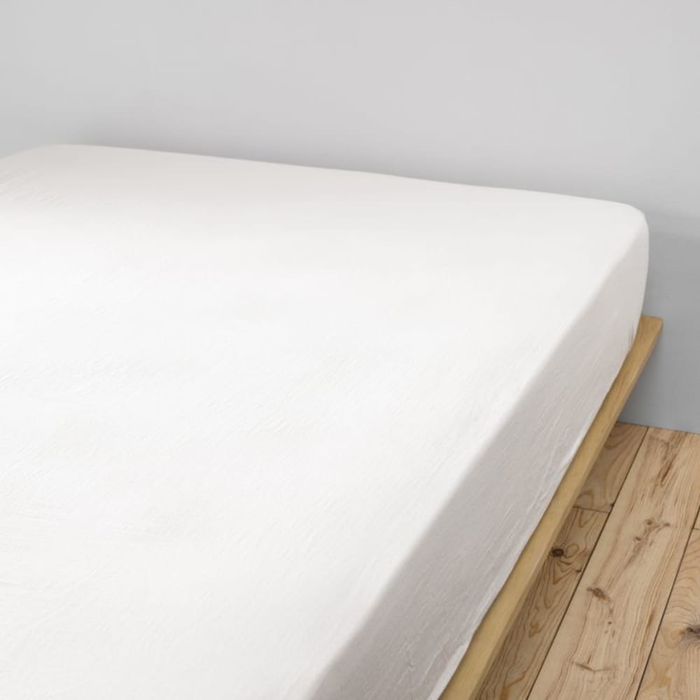 Drap housse en coton blanc chantilly 140x190 cm — vue 3