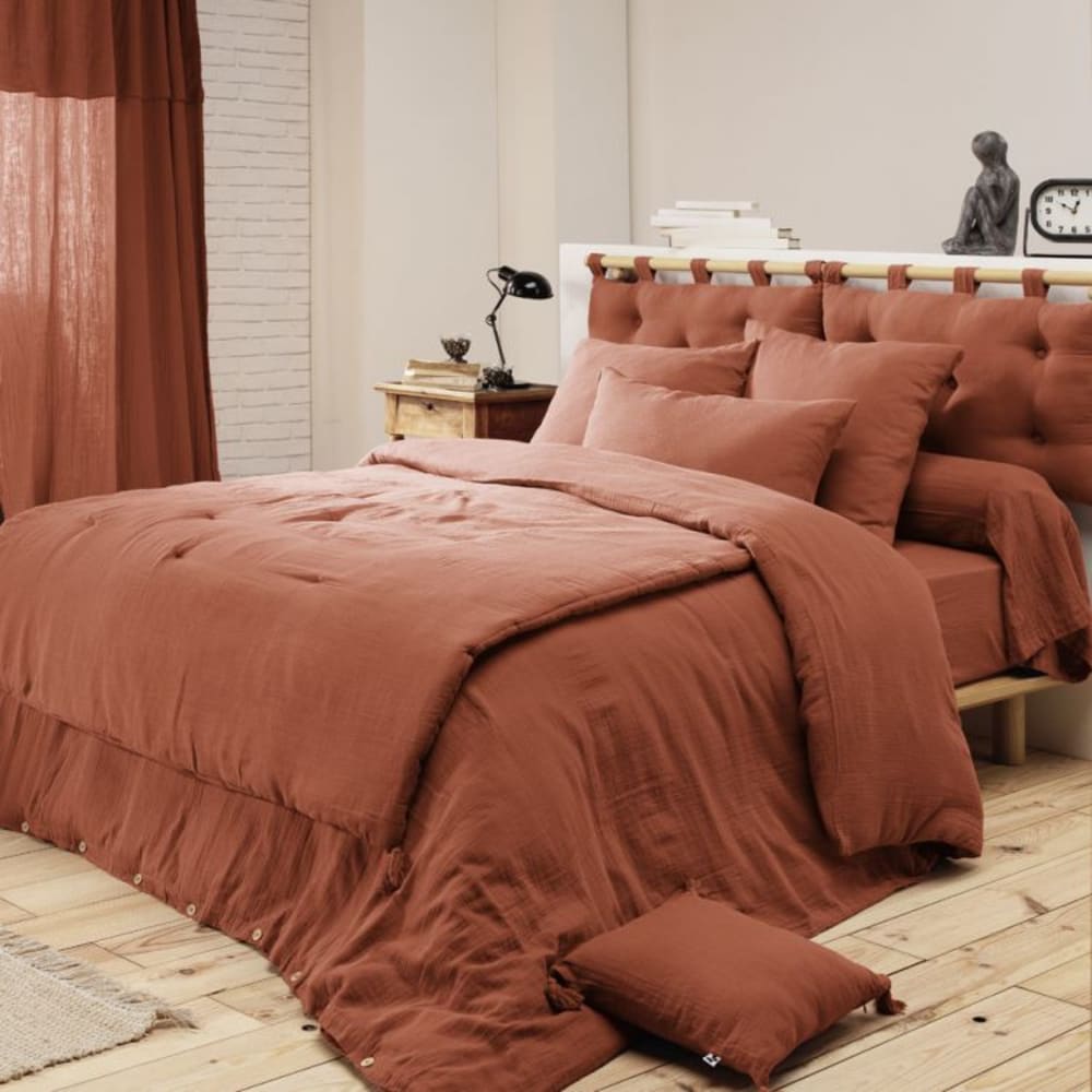 Drap housse en coton orange 140x190 cm