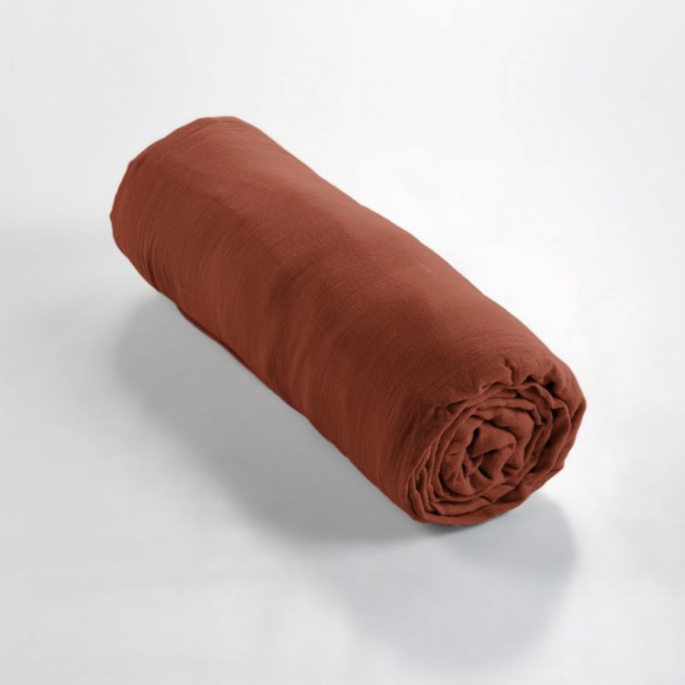 Drap housse en coton orange 140x190 cm — vue 4