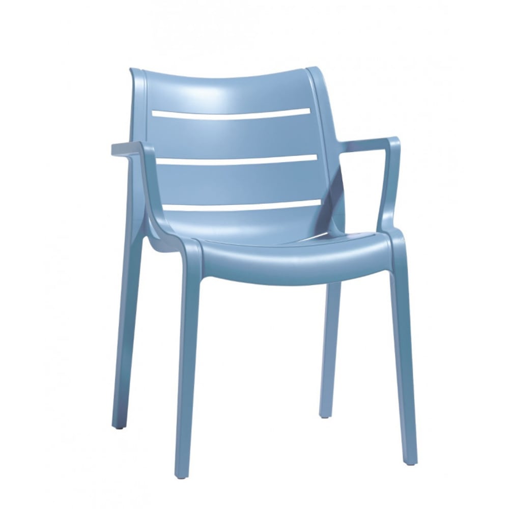 Lot de 4 chaises de jardin en plastique bleu