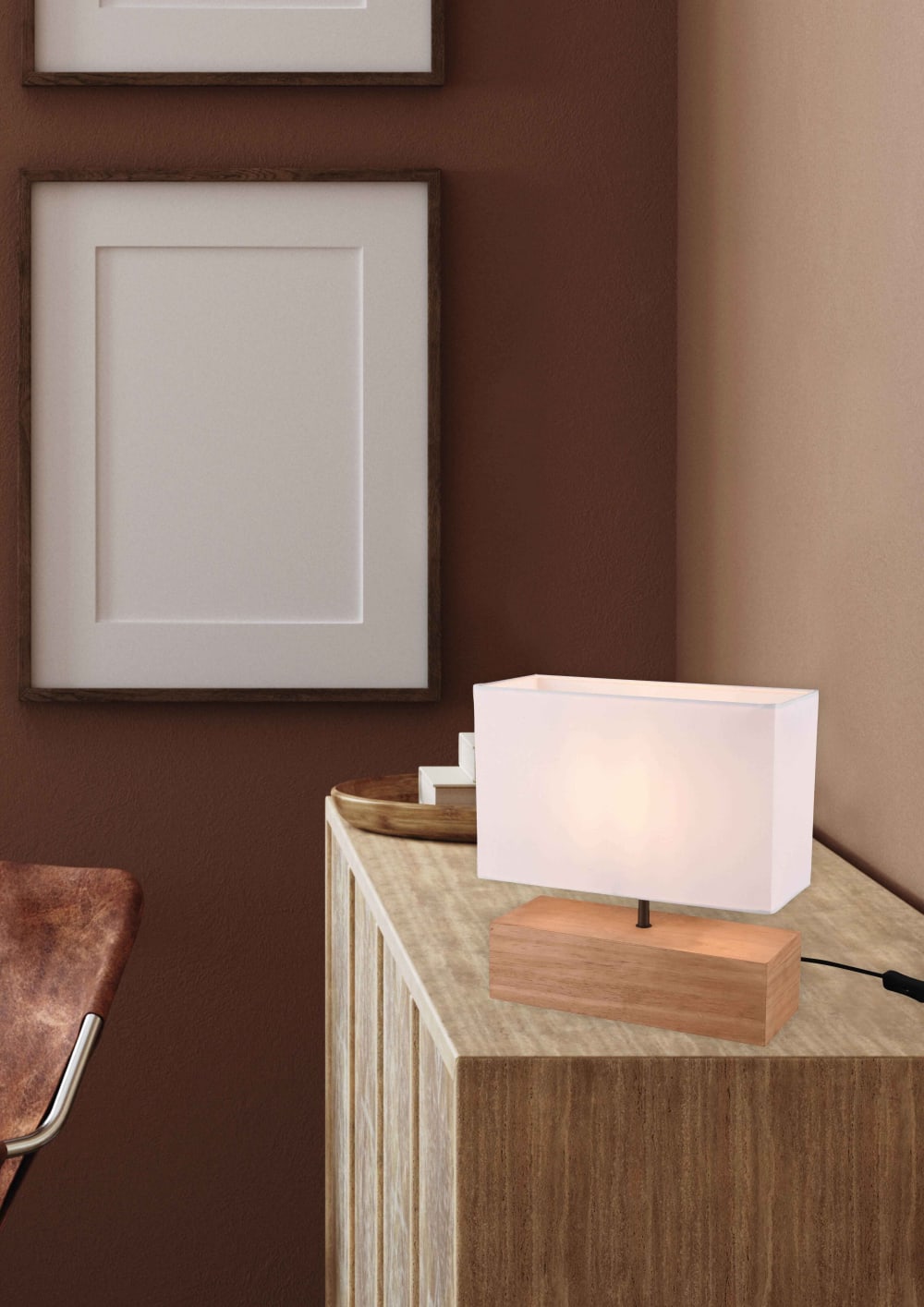 Lampe de table 1xe27 bois clair et blanc — vue 3