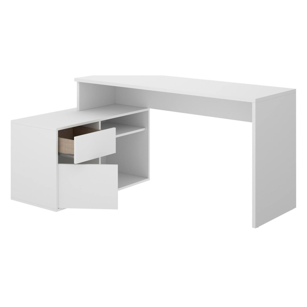 Dmora Schreibtisch in Holzoptik, weiß, 139 x 92 x 75 cm style modern - Holz